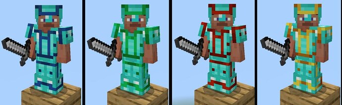 Diamond armor in each team's color trim