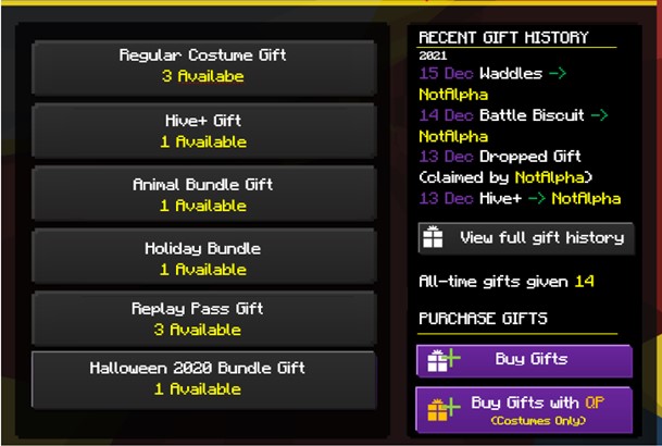 Gift Menu fa