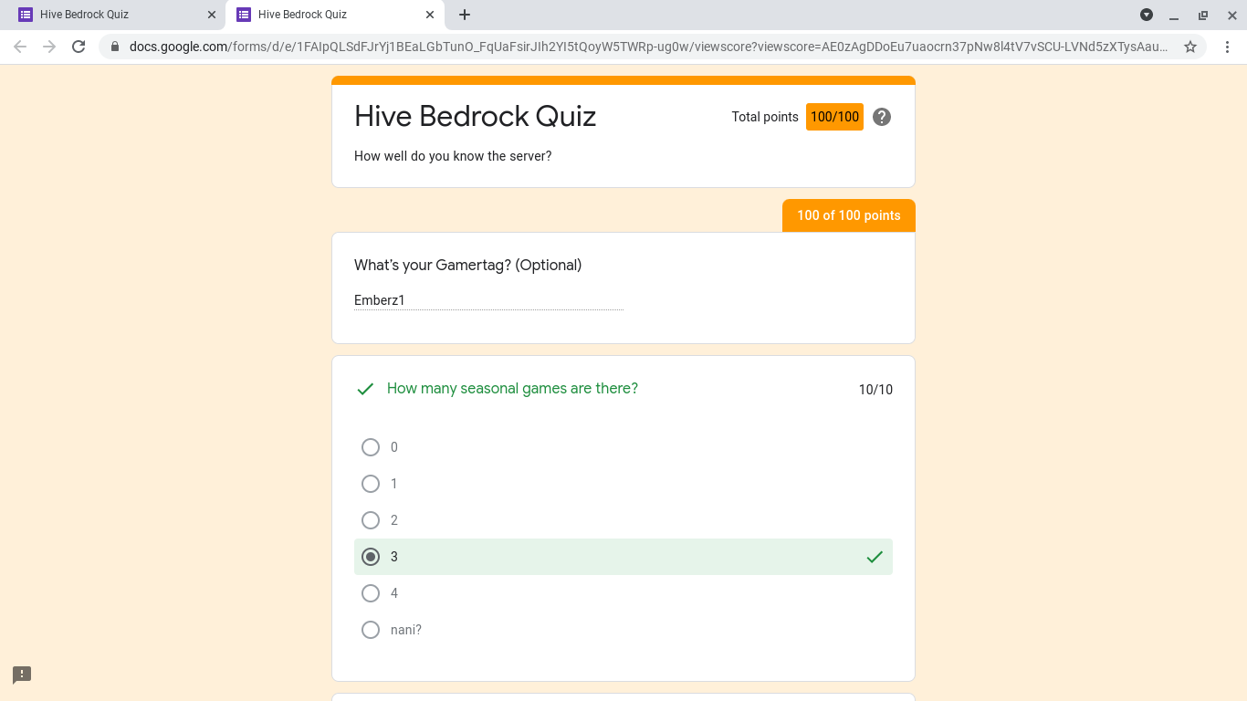 The Hive Quiz Can You Score 100 17 By Sagetester Forum Games Hive Bedrock Forums